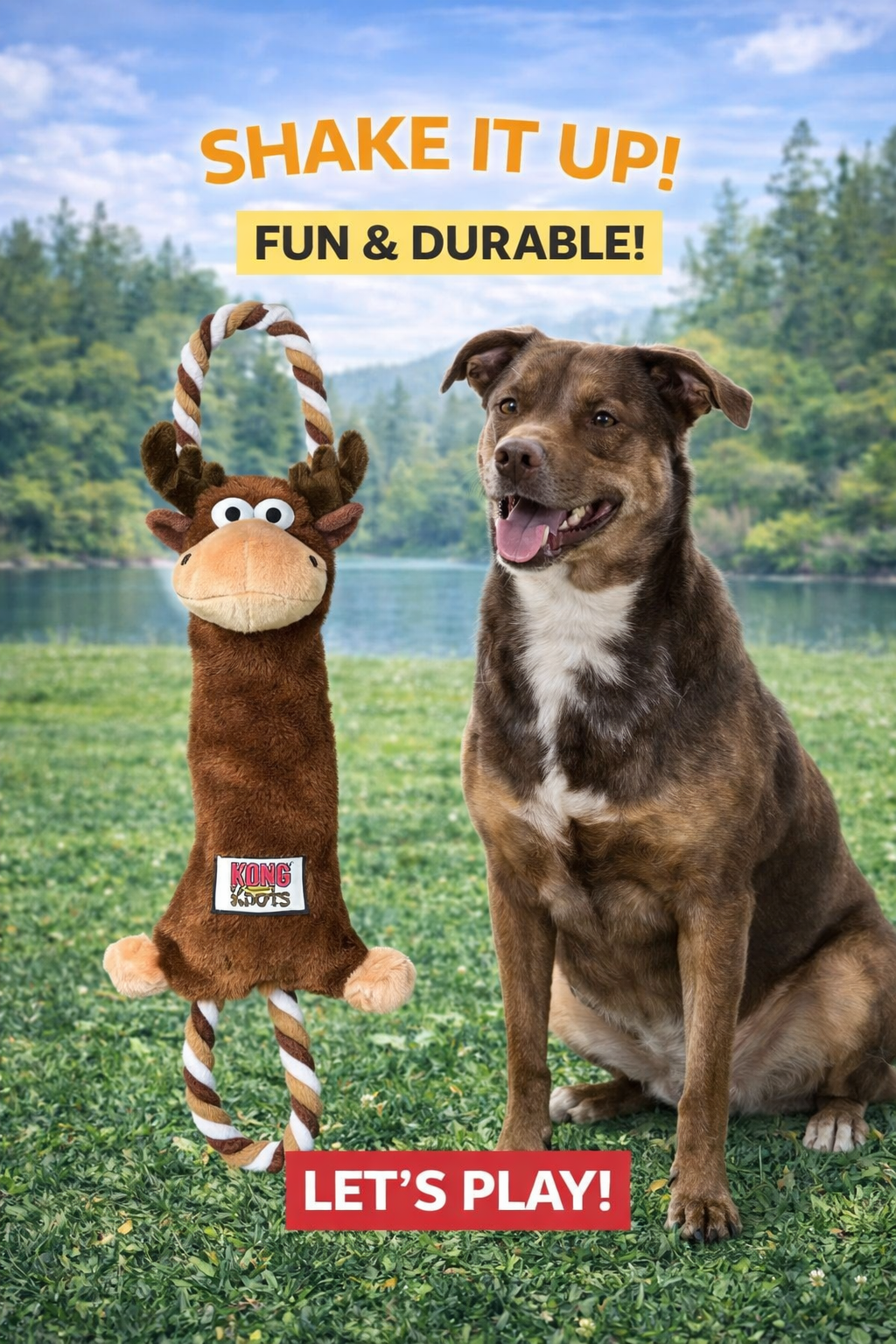 KONG(R) Tugger Knots Moose Dog Rope Toy Medium/Large