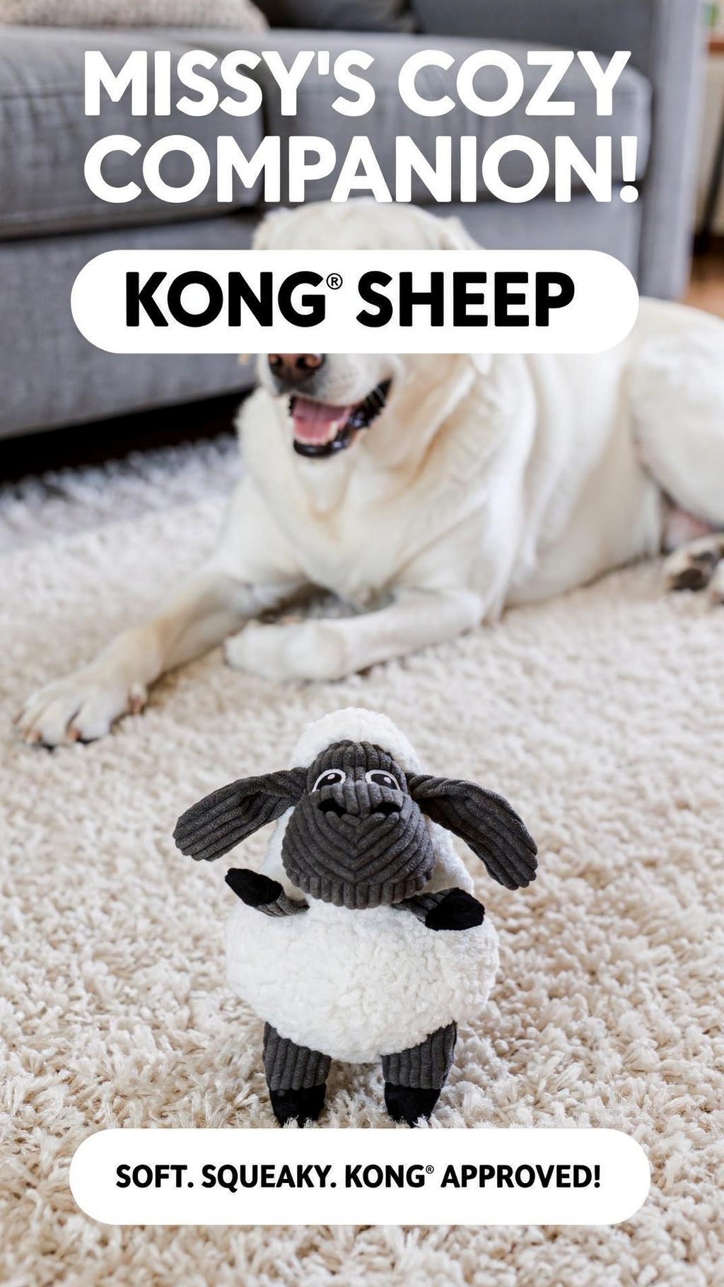 KONG(R) Sherps Floofs Sheep Dog Plush Toy Medium